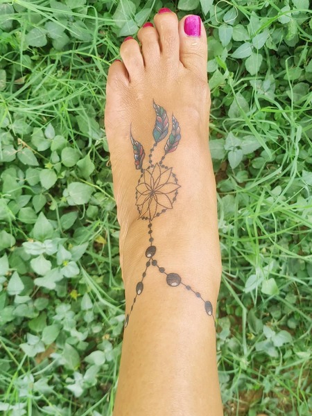 Dream Catcher Ankle Tattoo