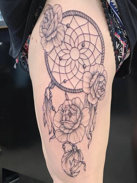 Dream Catcher Flower Tattoo