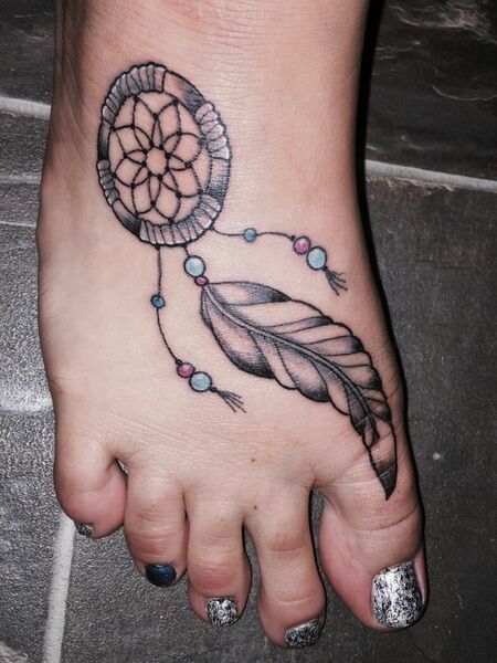 Dream Catcher Foot Tattoo