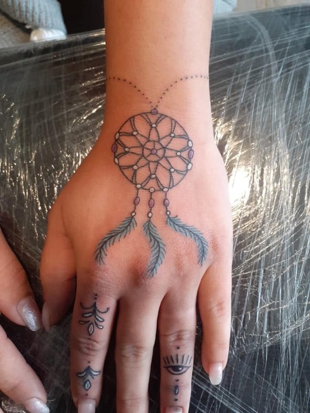 Dream Catcher Hand Tattoo