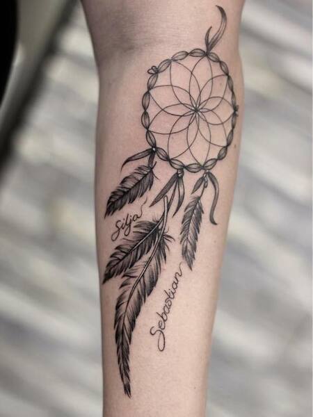 Dream Catcher Name Tattoo