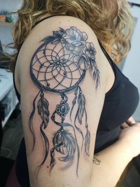 Dream Catcher Shoulder Tattoo