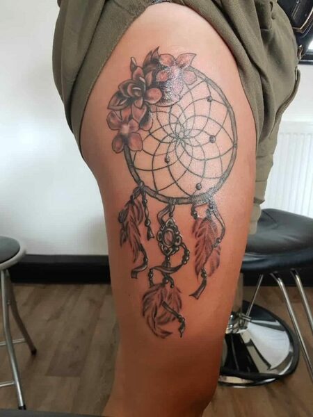 DreamCatcher Thigh Tattoo