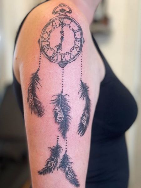 Dreamcatcher Clock Tattoo