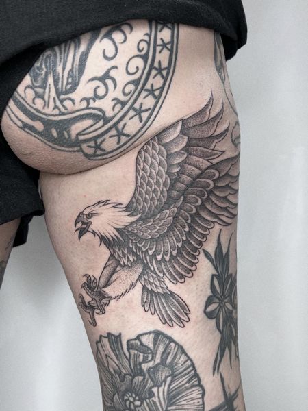 Eagle Thigh Tattoo