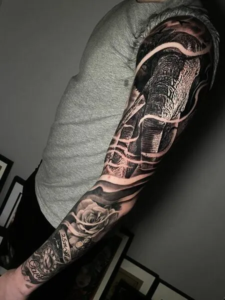 Elephant Sleeve Tattoo