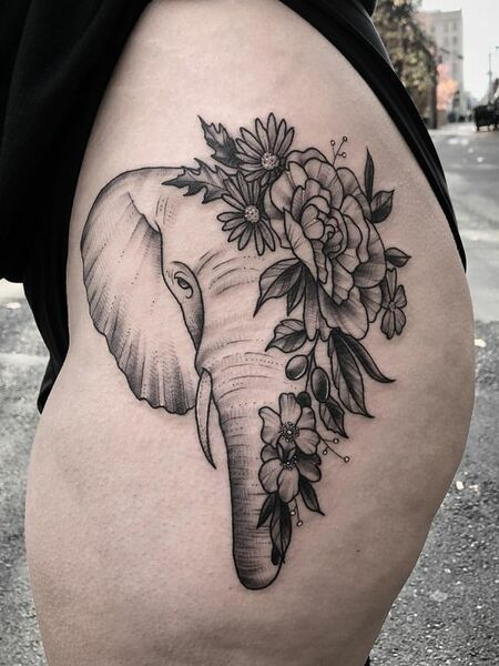 Elephant Thigh Tattoo