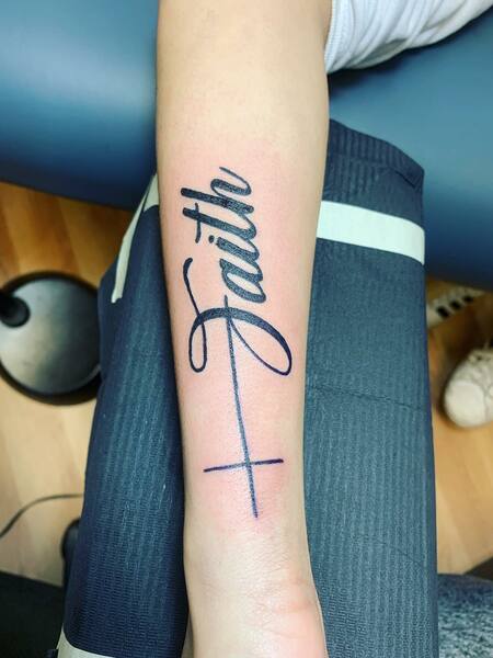Faith Tattoo With Cross