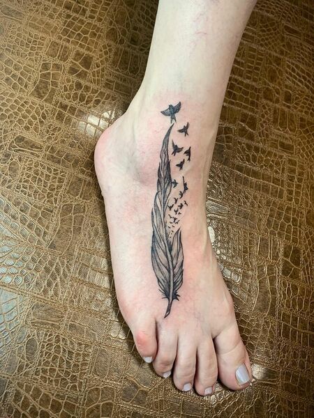 Feather Foot Tattoo