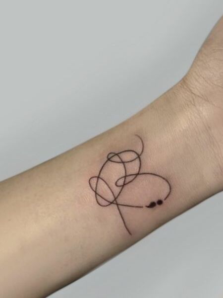 Fine Line Heart Tattoo