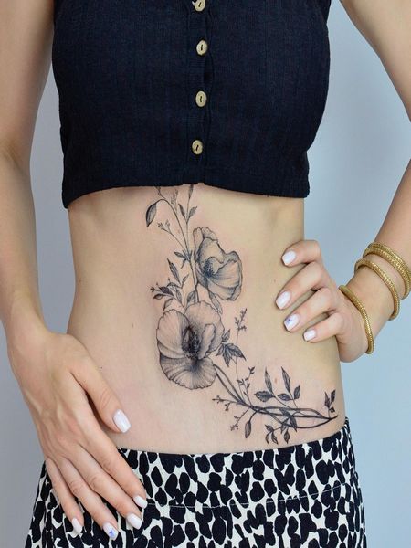 Floral Belly Tattoo