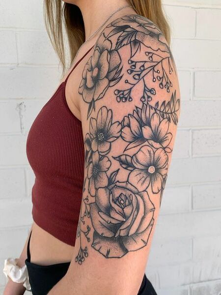 Floral Half Sleeve Tattoo