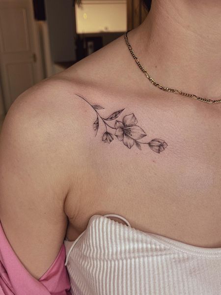 Flower Collarbone Tattoo