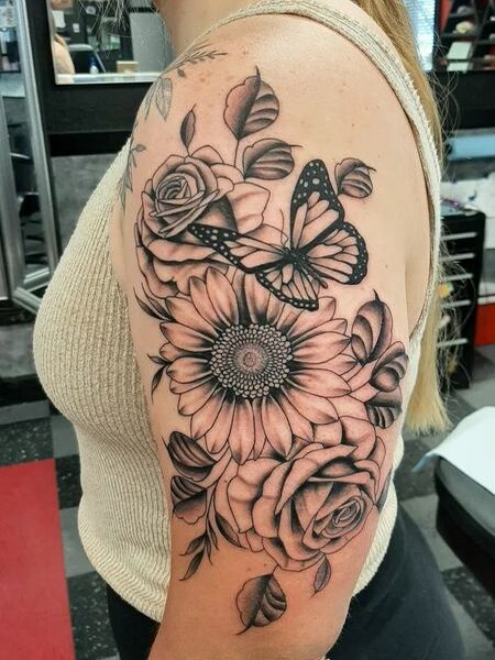 Flower Half Sleeve Tattoo