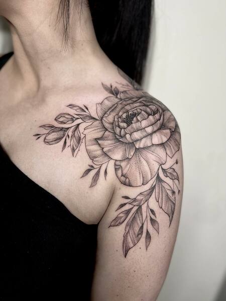 Flower Shoulder Tattoo