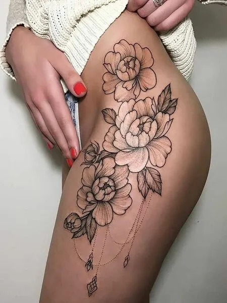 Flower Thigh Tattoo