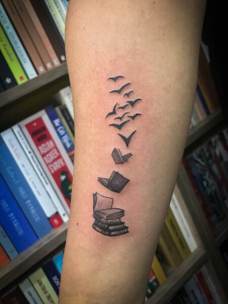 Flying Book Tattoo