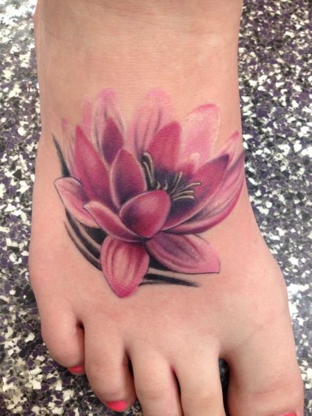 Foot Lotus Flower Tattoo