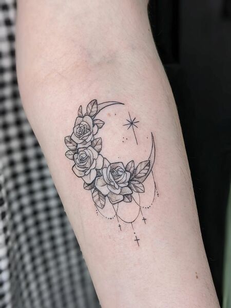 Forearm Moon Tattoo