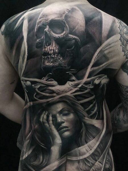 Full Back Skull Tattoo