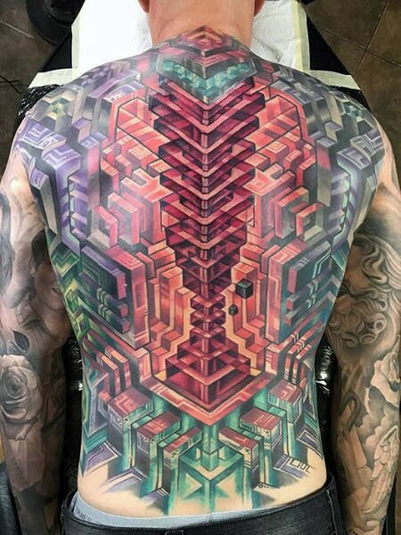 Geometric Back Tattoo