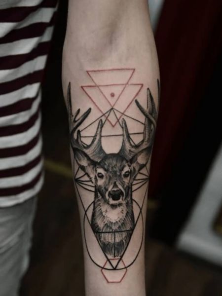 Geometric Deer Tattoo