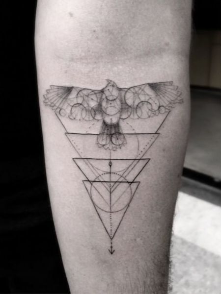 Geometric Hawk Tattoo