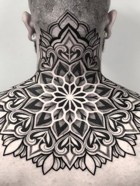 Geometric Neck Tattoo