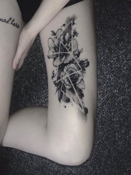 Geometric Thigh Tattoo