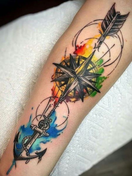 Geometric Watercolor Tattoo