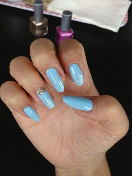 Glossy Light Blue Nail