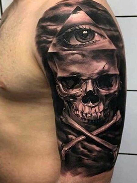 Half Sleeve Skull Tattoo