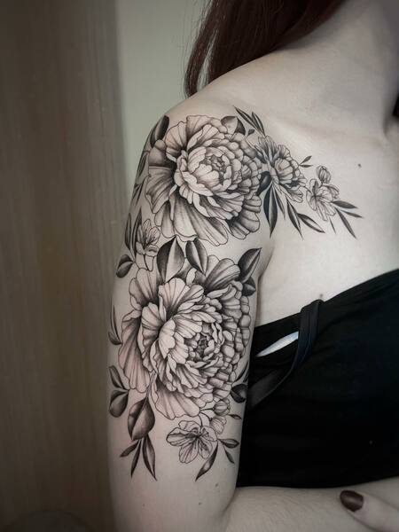 Half Sleeve and Shoulder Tattoo