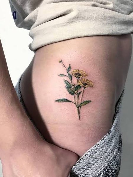 Hip Sunflower Tattoo