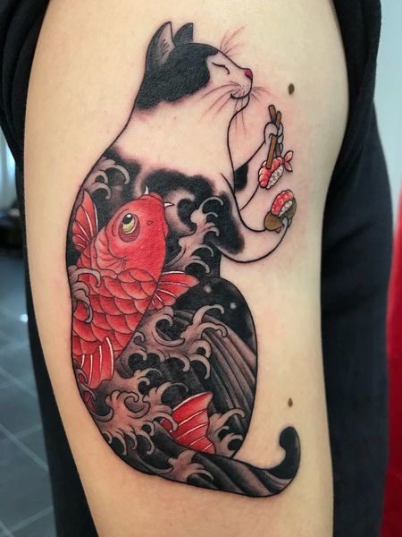 Japanese Cat Tattoo