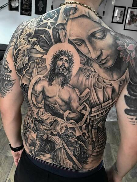 Jesus Back Tattoo