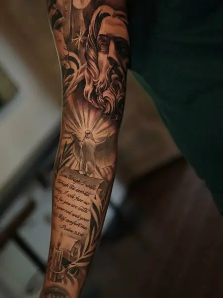 Jesus Sleeve Tattoo