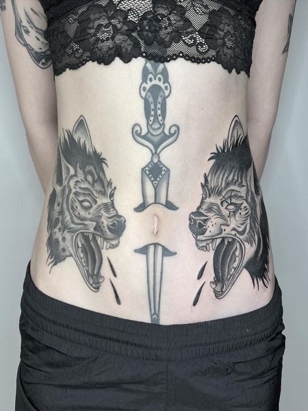 Knife Belly Tattoo