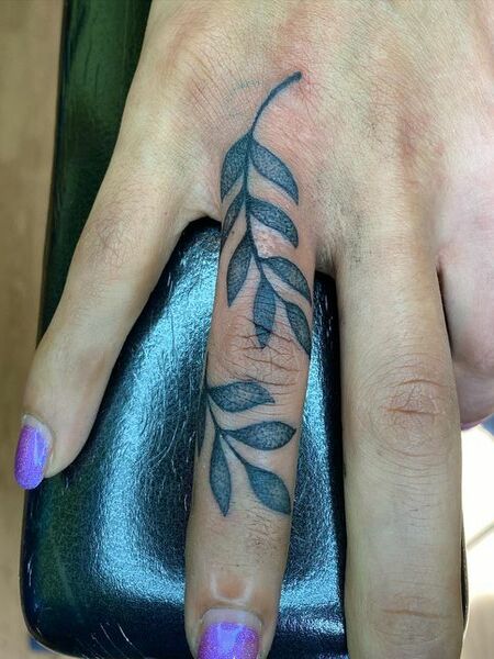 Leaves Finger Tattoo