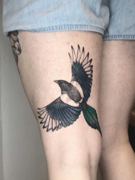 Leg Magpie Tattoo