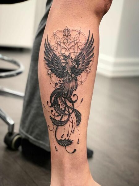 Leg Phoenix Tattoo