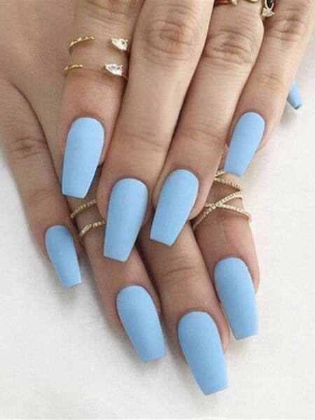 Light Blue Short Square Nails