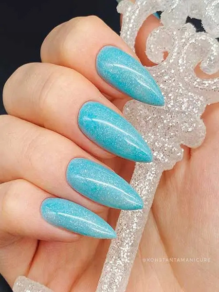 Light blue nails with sparkles