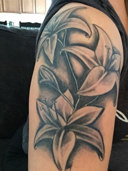 Lily Tattoo Black And Grey