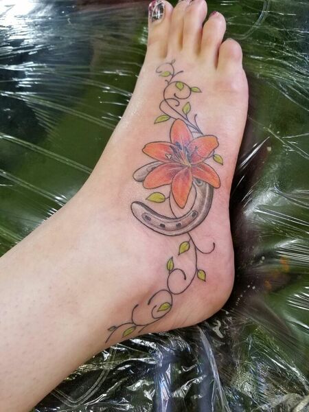 Lily Tattoo On Foot