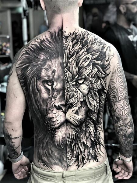 Lion Back Tattoo