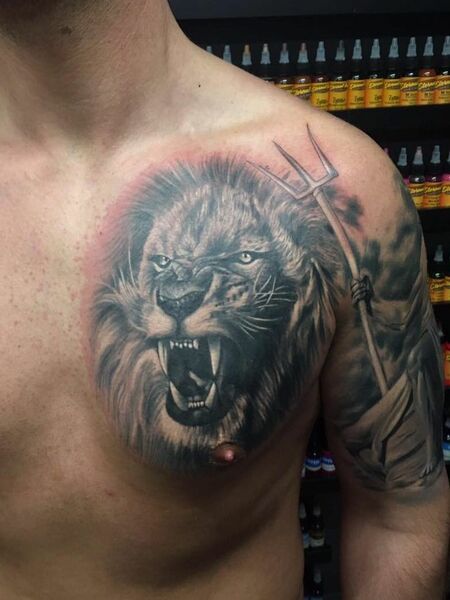 Lion Chest Tattoos