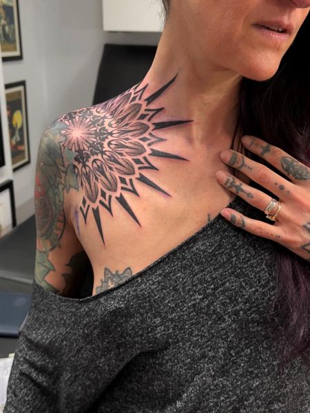 Mandala Collarbone Tattoo