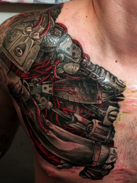 Mechanical Chest Tattoos