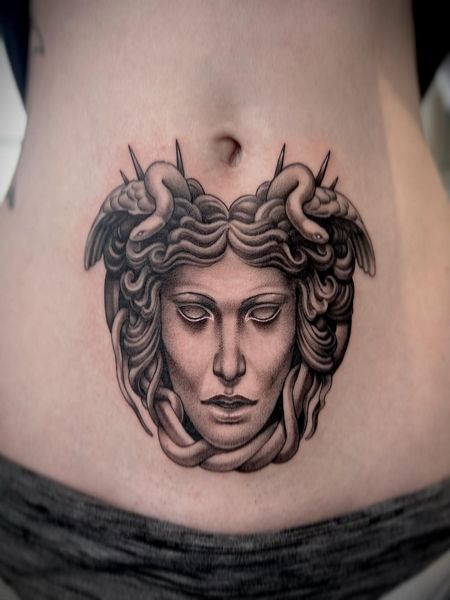 Medusa Belly Tattoo